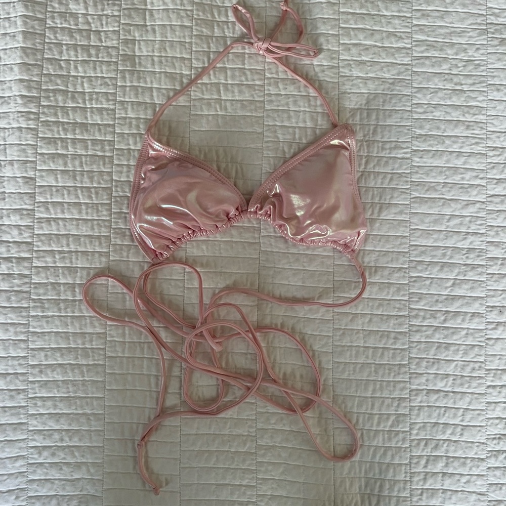 Baby pink chrome swimsuit top